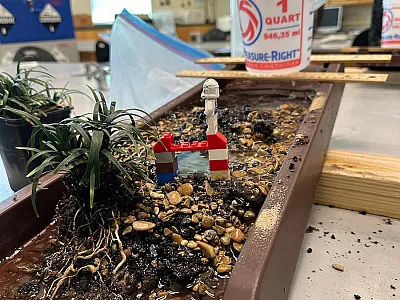 A soil science lab uses childhood toys to teach undergraduates about runoff. Photo courtesy of Grace Ogden.